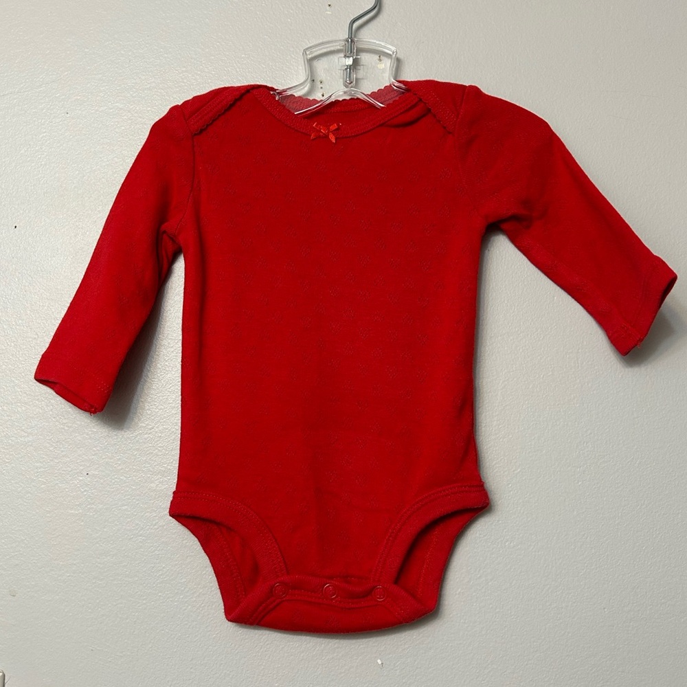 BOGO Carter’s Red Heart Pointelle Long Sleeve onesie Size 3m